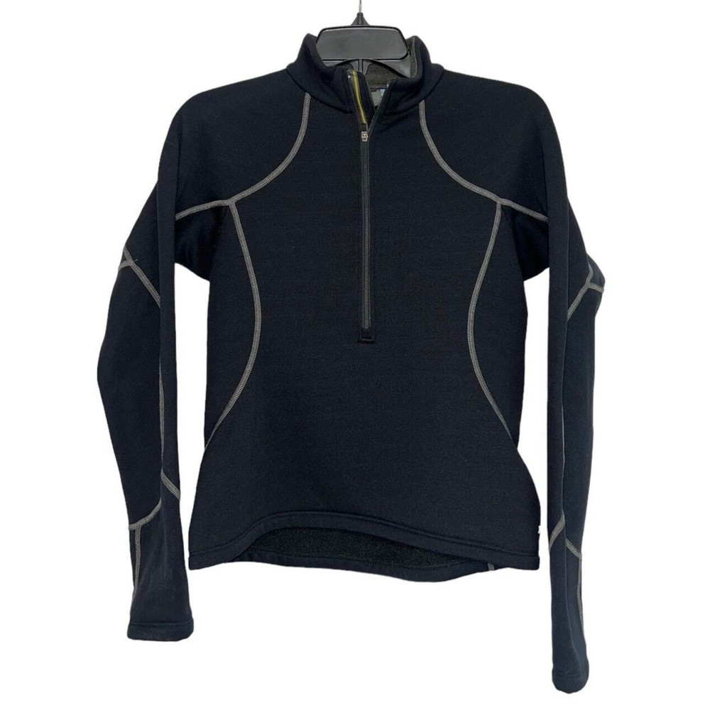REI Womens Polartec 1/2 Zip Sweatshirt Sz S Pullover Hiking Black Jacket Outdoor